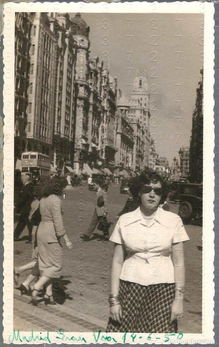 Cine: GRAN VIA MADRID 1950 MERCEDES VECINO ARCHIVO PEPE VAQUERO 13X8 FOTOGRAFIA UNICA LM55