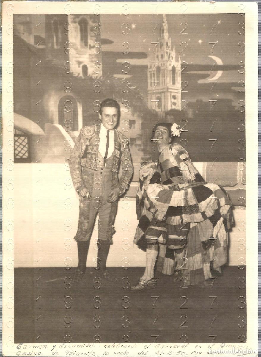 Cine: BIARRITZ CARNAVAL 1950 EL ENCIERRO ARCHIVO MERCEDES VECINO PEPE VAQUERO FOTOGRAFIA UNICA 17X12 LM55