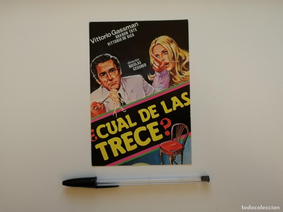 Cine: TARJETA ORIGINAL -10*15- CUAL DE LAS TRECE - SHARON TATE - VITTORIO GASSMAN