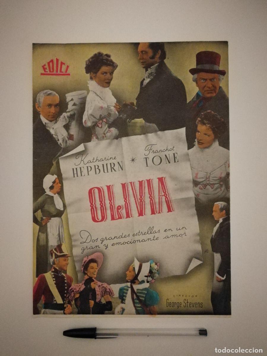 Cine: ANTIGUO ANUNCIO ENCARTONADO - A4- OLIVIA - KATHARINE HEPBURN - FRANCHOT TONE
