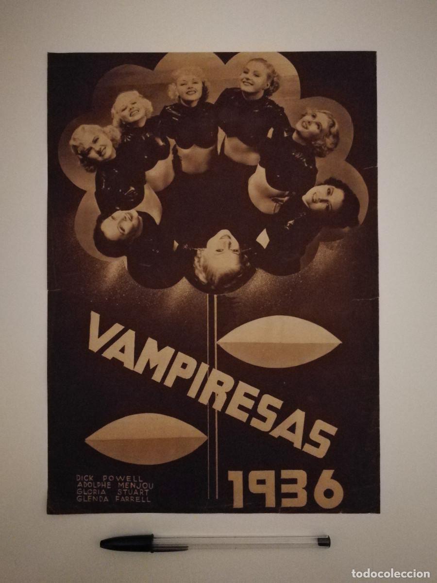 Kino: ANTIGUO ANUNCIO ENCARTONADO - VAMPIRESAS 1936 - DICK POWELL - GLORIA STEWART - GLENDA FARRELL