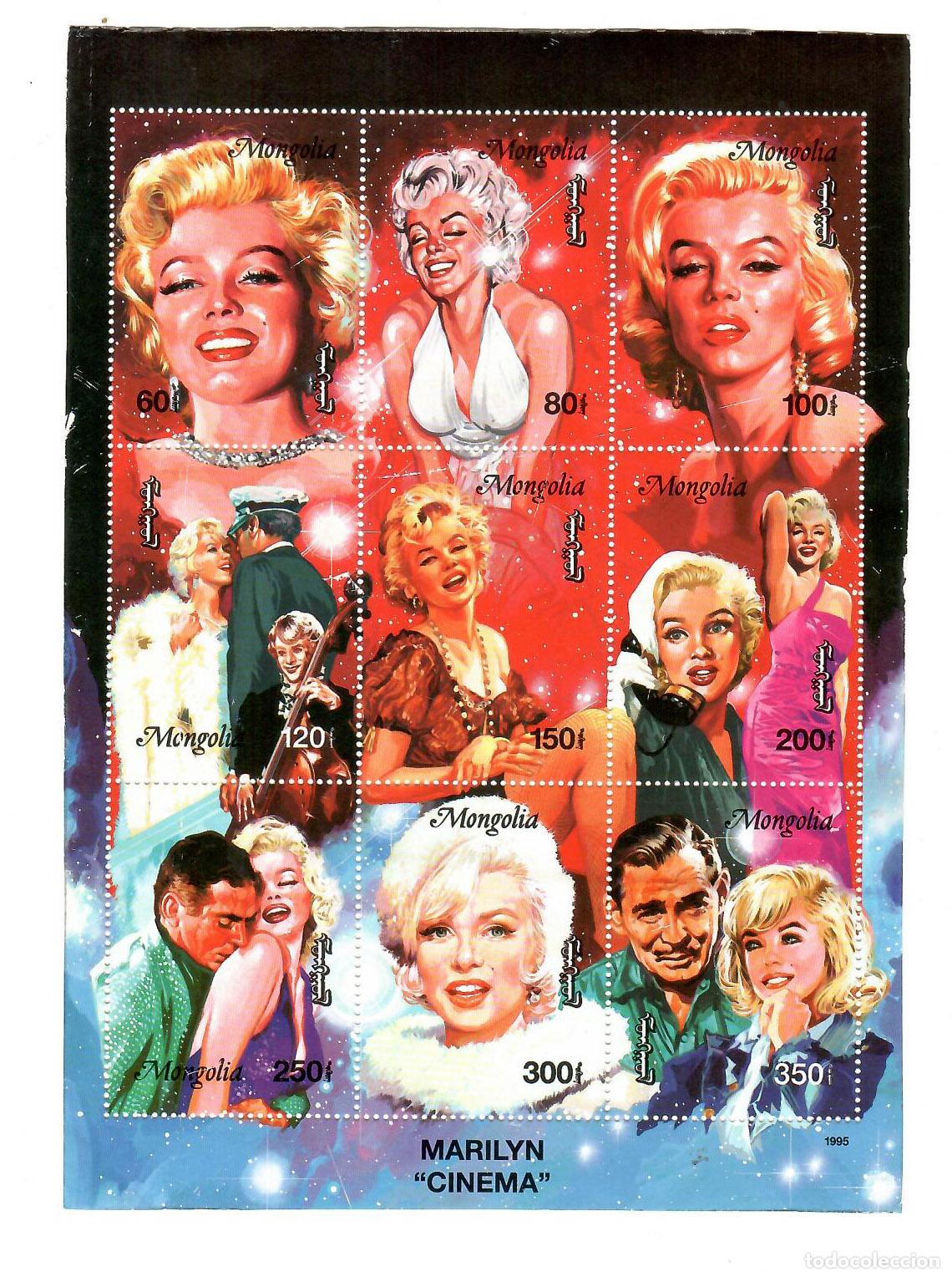 Cin&eacute;ma: Marilyn Monroe. Hoja con im&aacute;genes tipo sello. 12,7 x 18 cms.. - VELL I BELL . Vell i Bell