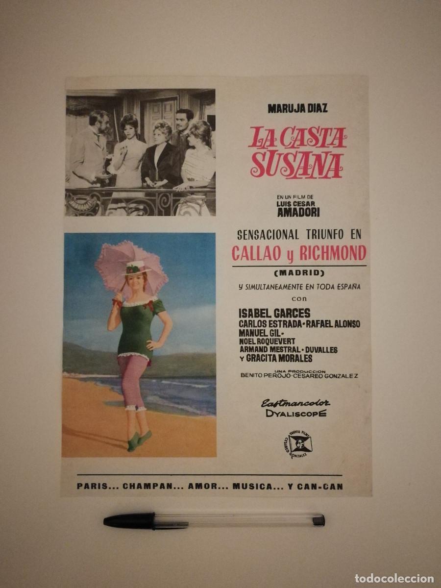 Cine: ANTIGUA HOJA PUBLICITARIA - A4- LA CASTA SUSANA -MARUJITA DIAZ-MARUJA-CINE ESPA&Ntilde;OL - ZULLY MORENO