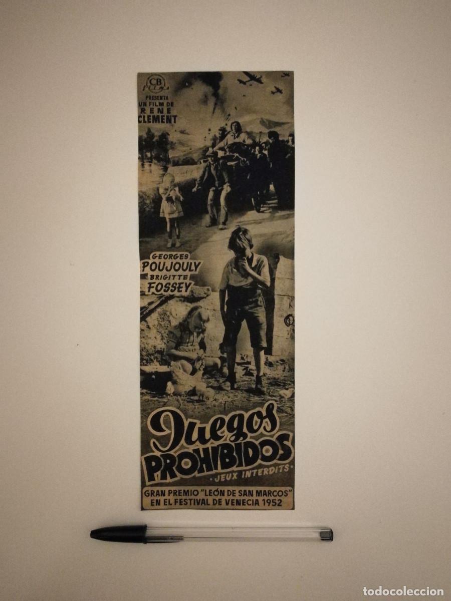 Kino: ANTIGUO ANUNCIO ENCARTONADO - JUEGOS PROHIBIDOS - RENE CLEMENT - BRIGITTE FOSSEY - JEUX INTERDITS