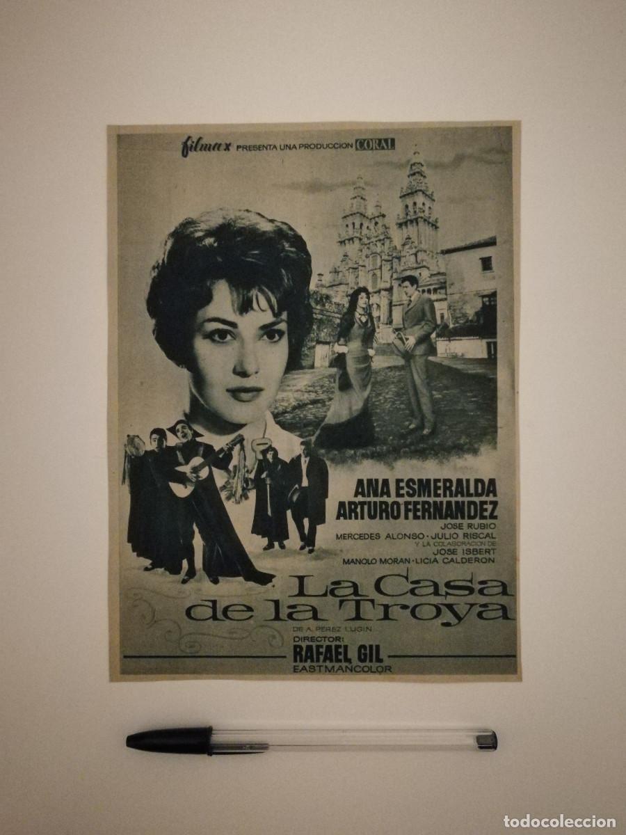Cine: ANTIGUO ANUNCIO ENCARTONADO - LA CASA DE LA TROYA - ANA ESMERALDA - ARTURO FERNANDEZ - CINE ESPA&Ntilde;OL