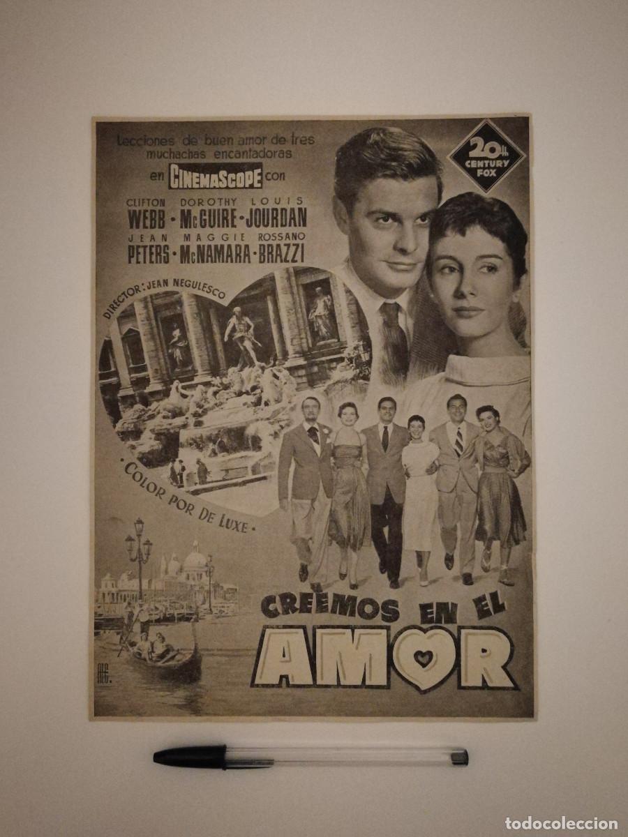 Cine: ANTIGUO ANUNCIO ENCARTONADO - CREEMOS EN EL AMOR - DOROTHY MCGUIRE - JEAN PETERS - NEGULESCO