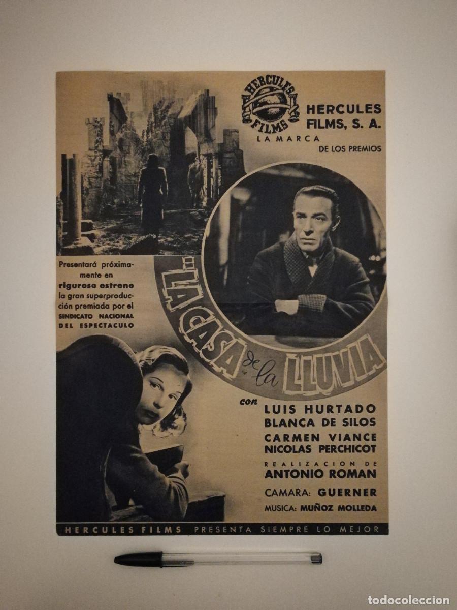 Cine: ANTIGUO ANUNCIO ENCARTONADO - LA CASA DE LA LLUVIA - BLANCA DE SILOS - CINE ESPA&Ntilde;OL