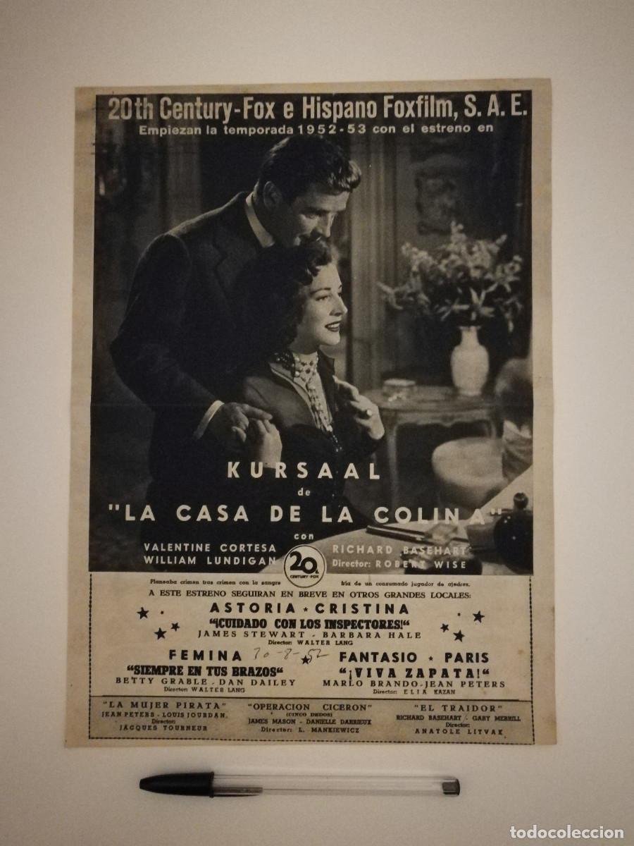 Cin&eacute;ma: ANTIGUA LAMINA PUBLICITARIA -A4- LA CASA DE LA COLINA - VALENTINE CORTESA - PUBLICIDAD