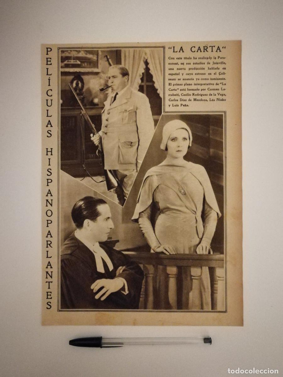 Cine: ANTIGUO ANUNCIO ENCARTONADO -A4- LA CARTA - PUBLICIDAD - Carmen Larrabeiti - LUIS PE&Ntilde;A