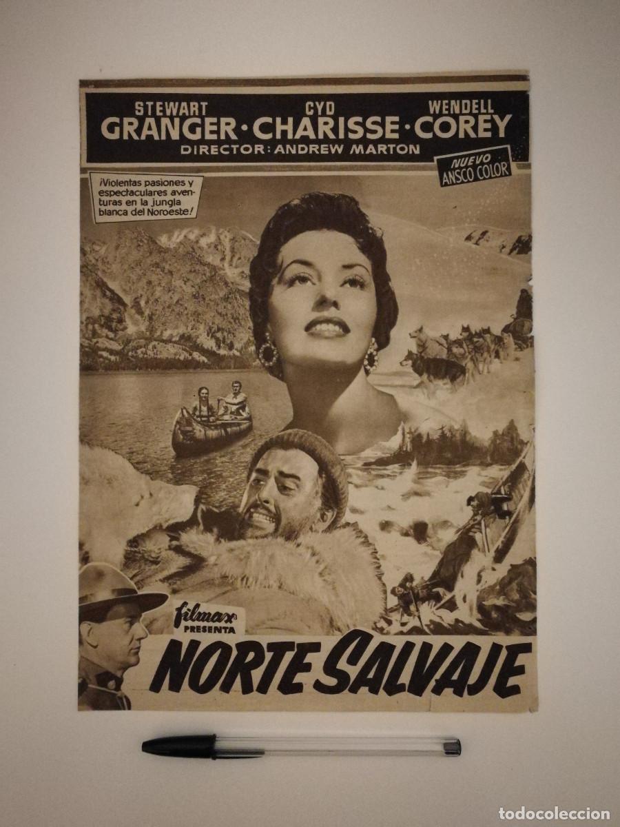 Kino: ANTIGUO ANUNCIO ENCARTONADO -A4- NORTE SALVAJE - CYD CHARISSE - STEWART GRANGER - FILMAX