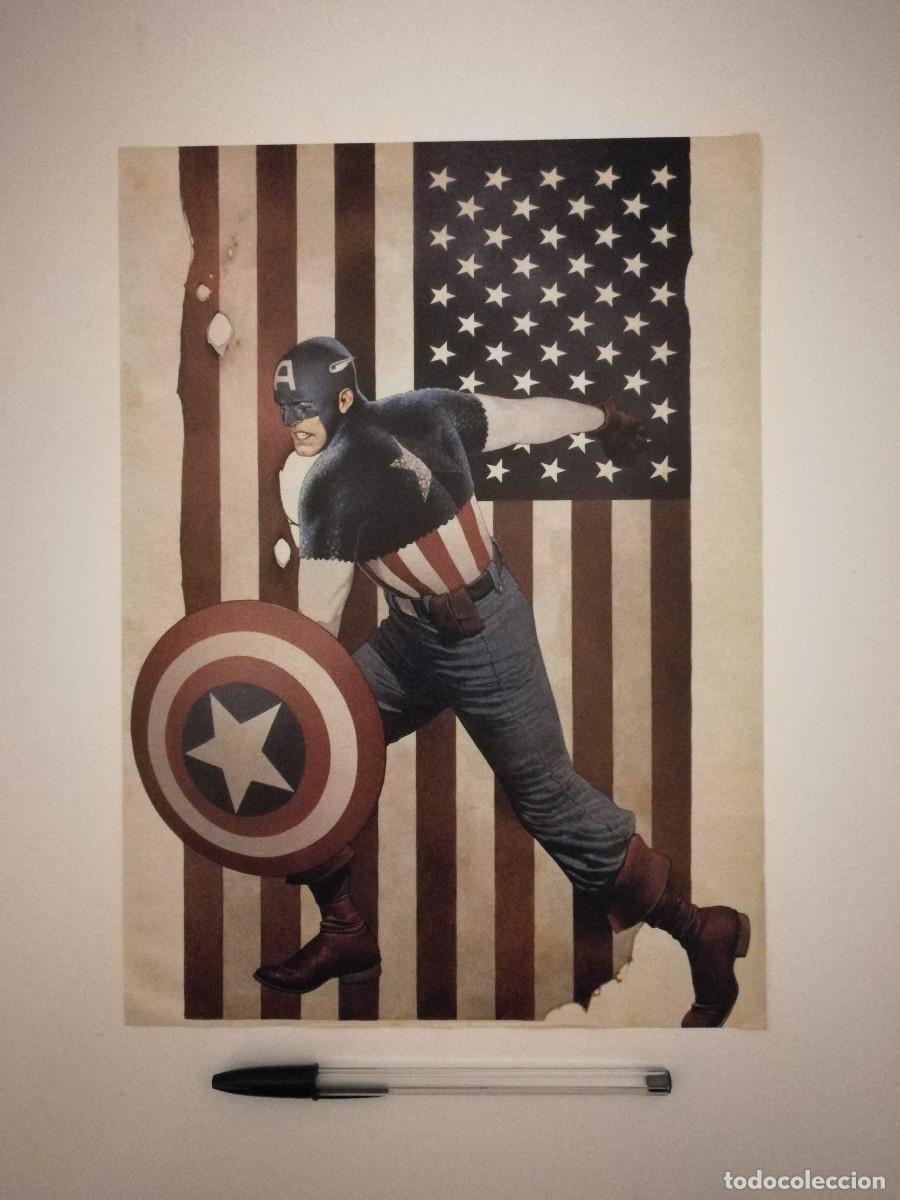 Cine: LAMINA ACARTONADA -A4- CAPITAN AMERICA - MARVEL - SUPERHEROES - BANDERA ESTADOS UNIDOS USA
