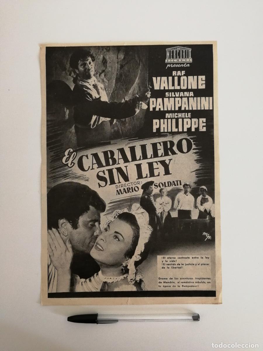Cinema: ANTIGUO ANUNCIO ENCARTONADO -A4- EL CABALLERO SIN LEY - AVENTURAS - RAF VALLONE