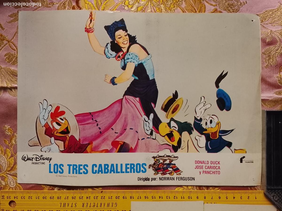 Kino: CARTEL AFICHE FOTOCROMO ORIGINAL - los tres caballeros Walt Disney Donald duck Jos&eacute; carioca y Panchi