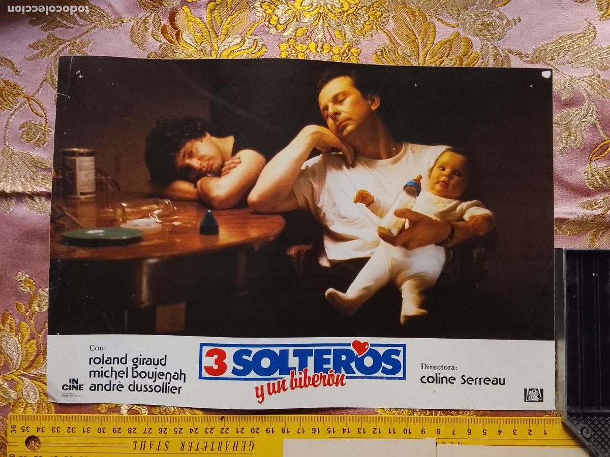 Kino: CARTEL AFICHE FOTOCROMO ORIGINAL - 3 solteros y un biber&oacute;n