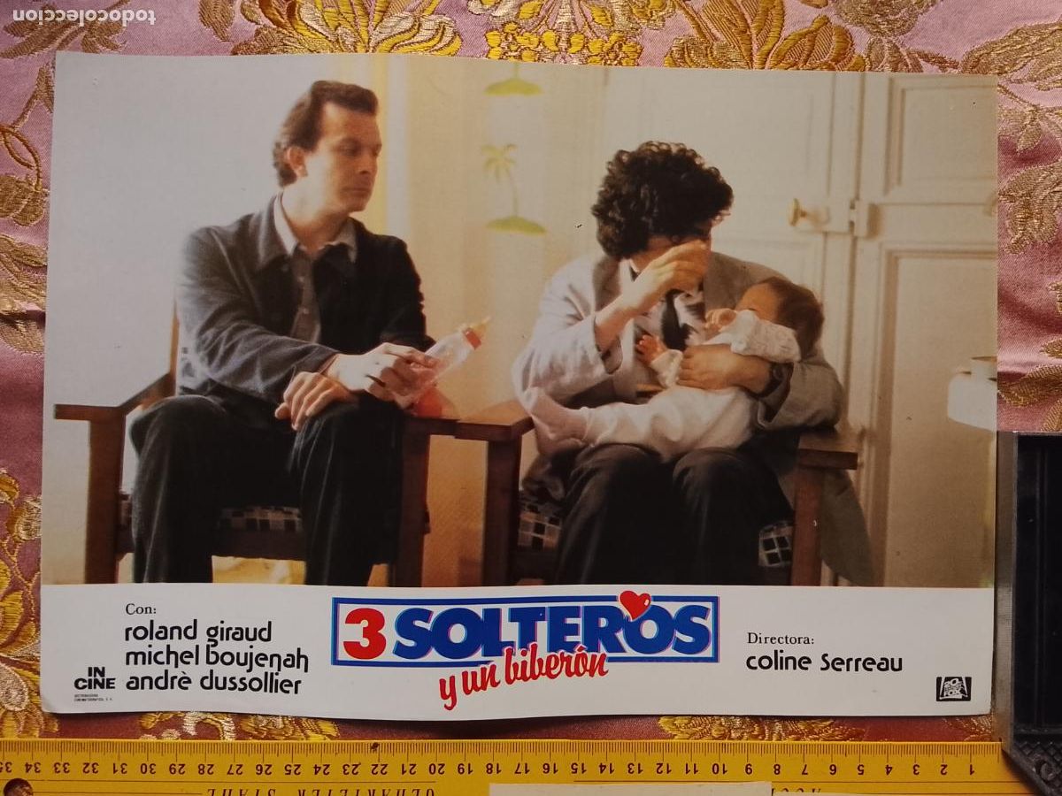 Kino: CARTEL AFICHE FOTOCROMO ORIGINAL - 3 solteros y un biber&oacute;n