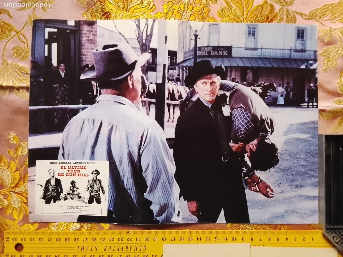 Cin&eacute;ma: CARTEL AFICHE FOTOCROMO ORIGINAL - el &uacute;ltimo tren de gun Hill kirk Douglas Anthony quinn