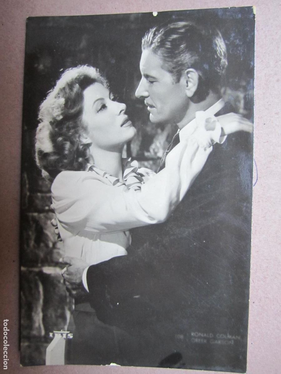 Cin&eacute;ma: Ronald Colman Greer Garson postal original b/n - niebla en el pasado