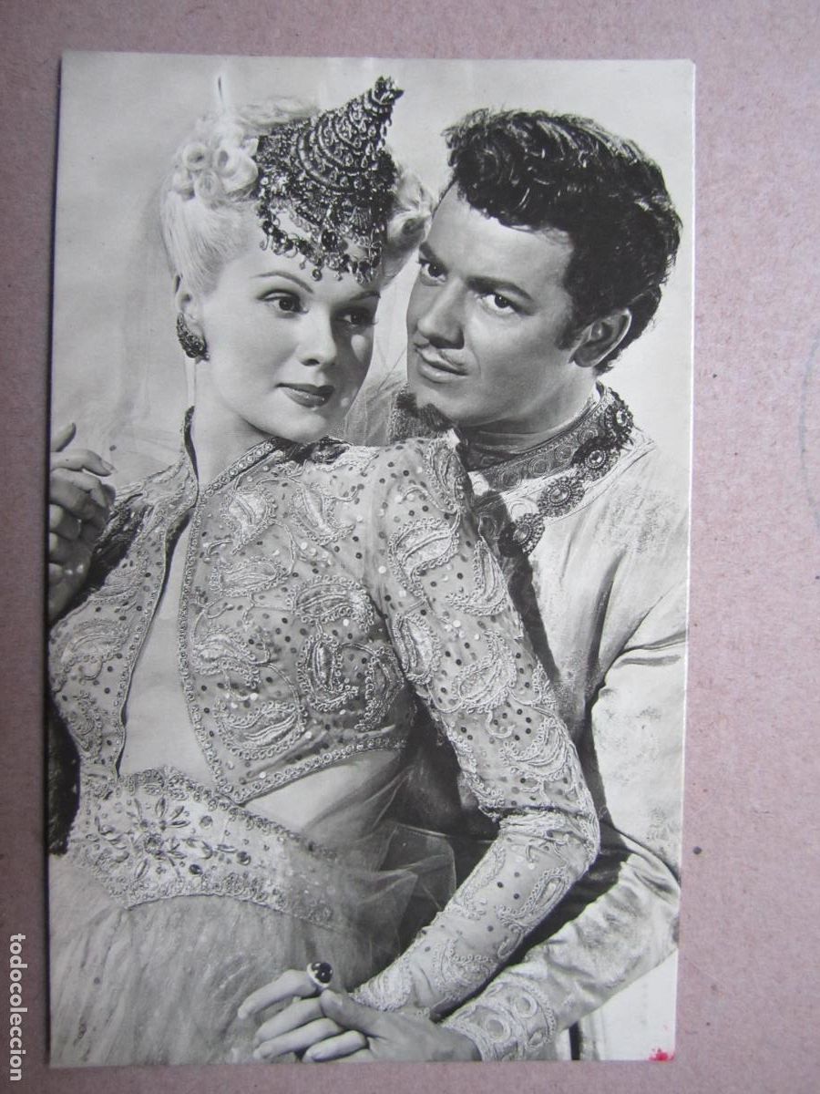Kino: cornel wilde Adele Jergens postal original b/n - aladino y la lampara maravillosa