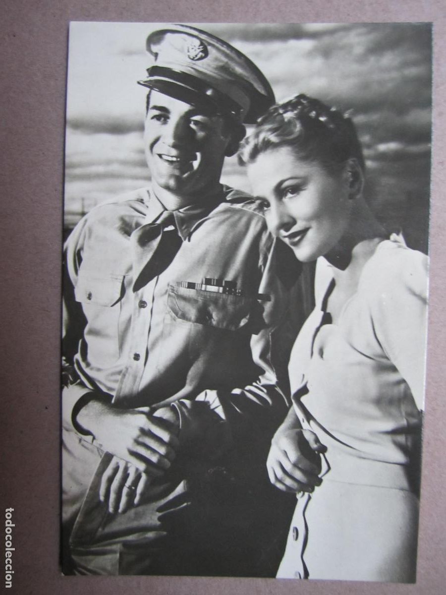 Kino: joan fontaine mark stevens postal original b/n - de hoy en adelante