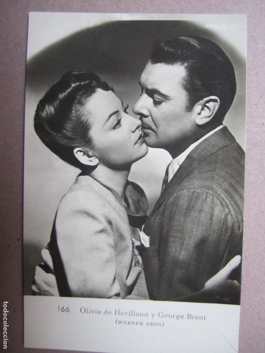Kino: george brent olivia de havilland postal original b/n - como ella sola