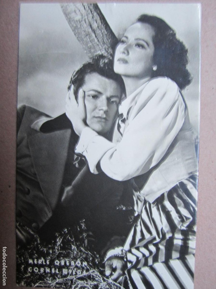 Cinema: merle oberon cornel wilde postal original b/n - cancion inolvidable