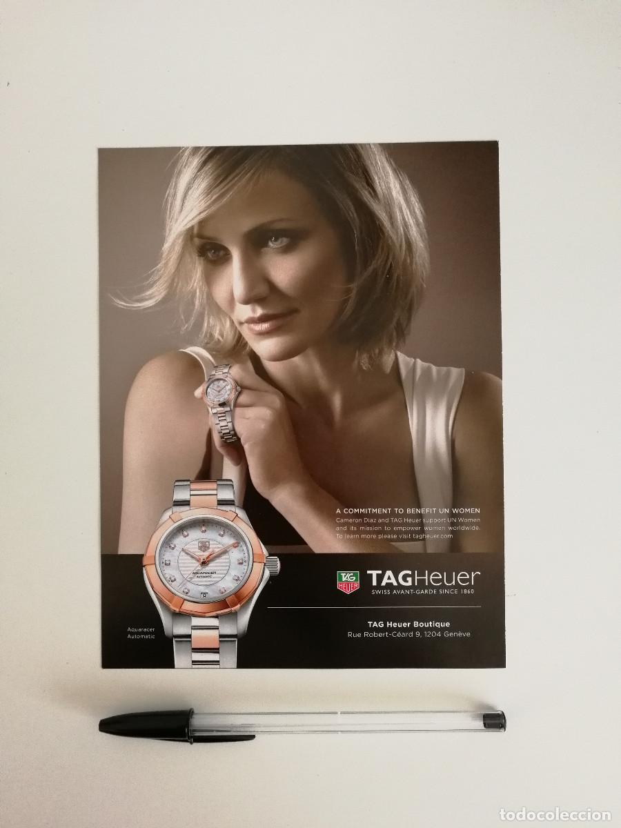 Cine: LAMINA PUBLICITARIA ORIGINAL -13*18- CAMERON DIAZ y - LEONARDO DICAPRIO - ANUNCIO RELOJ TAG HEUER