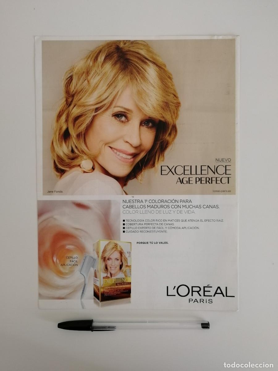 Cine: LAMINA PUBLICITARIA -A4 - JANE FONDA- TINTE CABELLO - L'OREAL