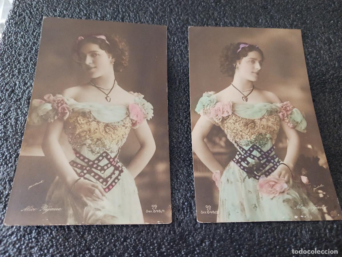 Cine: dos fotos postales de alice rejane, CUPLETISTA. ARTISTA. (GERLACH).
