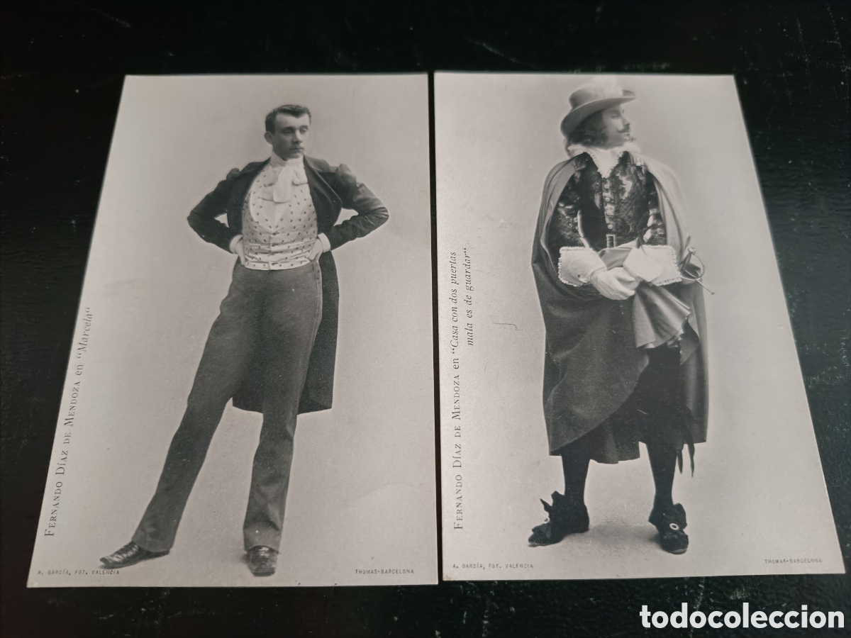 Cin&eacute;ma: 2 POSTALES CON FOTOGRAFIA DEL ACTOR FERNANDO DIAZ DE MENDOZA EN MARCELA Y CASA CON DOS PUERTAS 1903