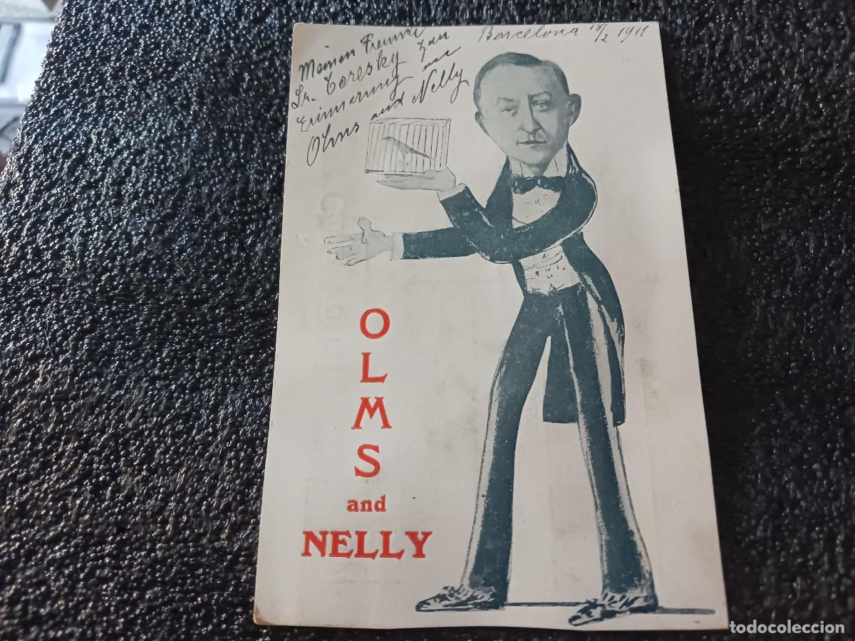 Cinema: fotografia dedicada del mago olms and nelly al ventrilocuo toresky, 1911.