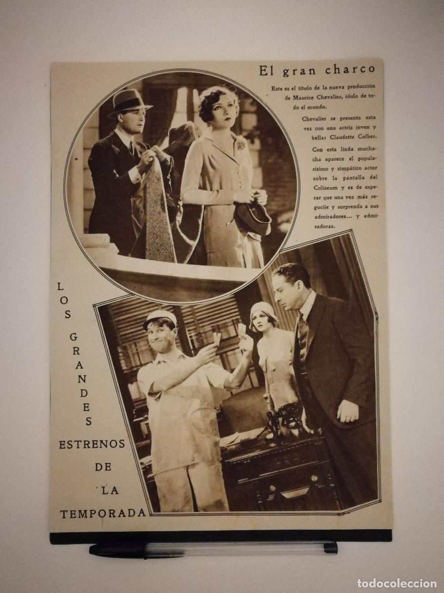 Cine: ANTIGUO ANUNCIO ENCARTONADO - A4- EL GRAN CHARCO - Claudette Colbert - Maurice Chevalier