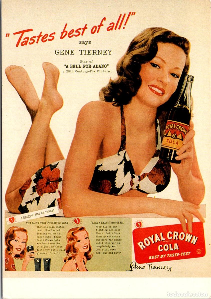 Cin&eacute;ma: Gene Tierney - Pour la boisson Royal Crown Cola - Stars et Pub. 1 - Postal - 150x104mm