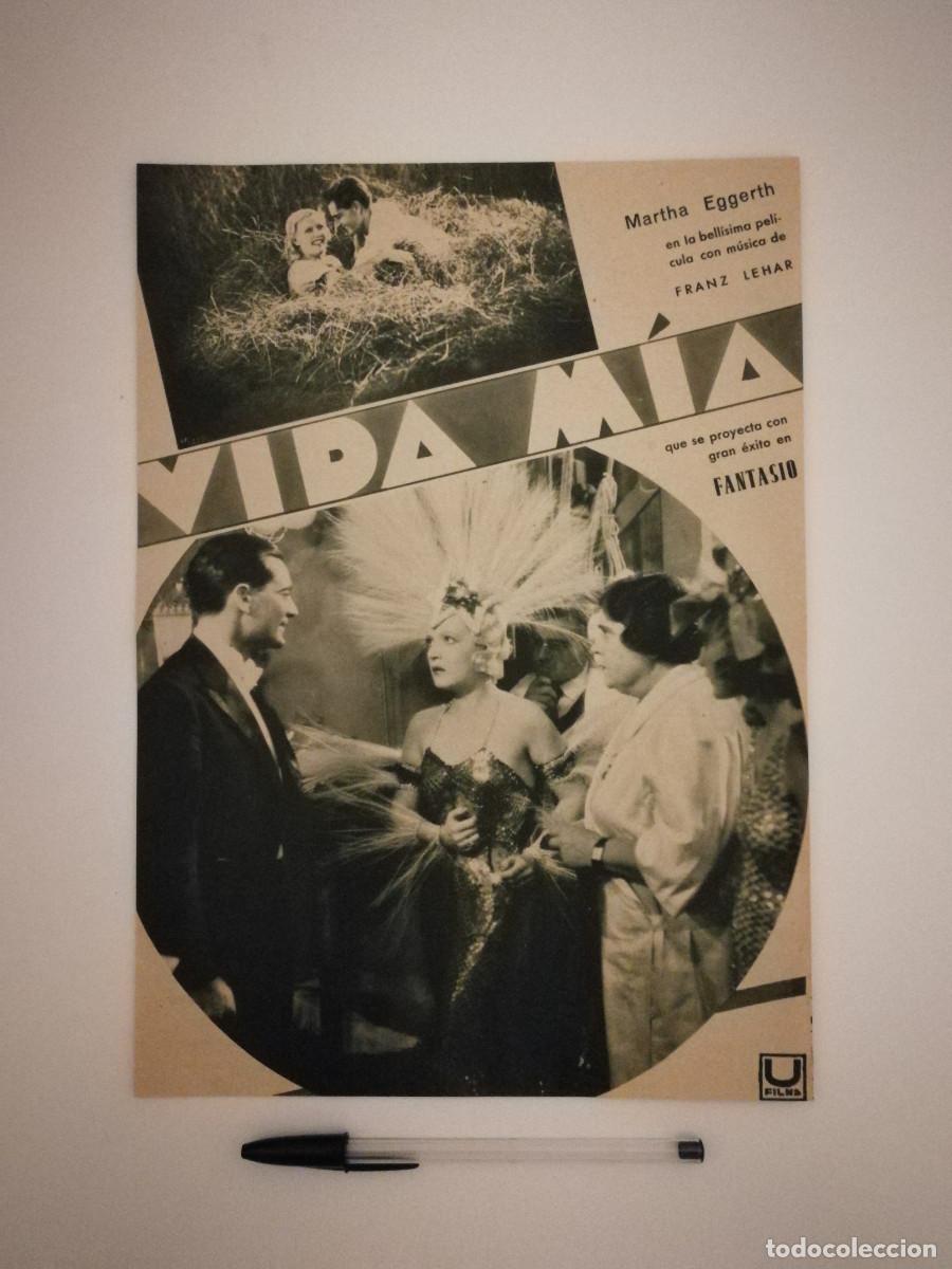Cin&eacute;ma: ANTIGUO ANUNCIO ENCARTONADO -A4- VIDA MIA - Marta Eggerth - FRANZ LEHAR