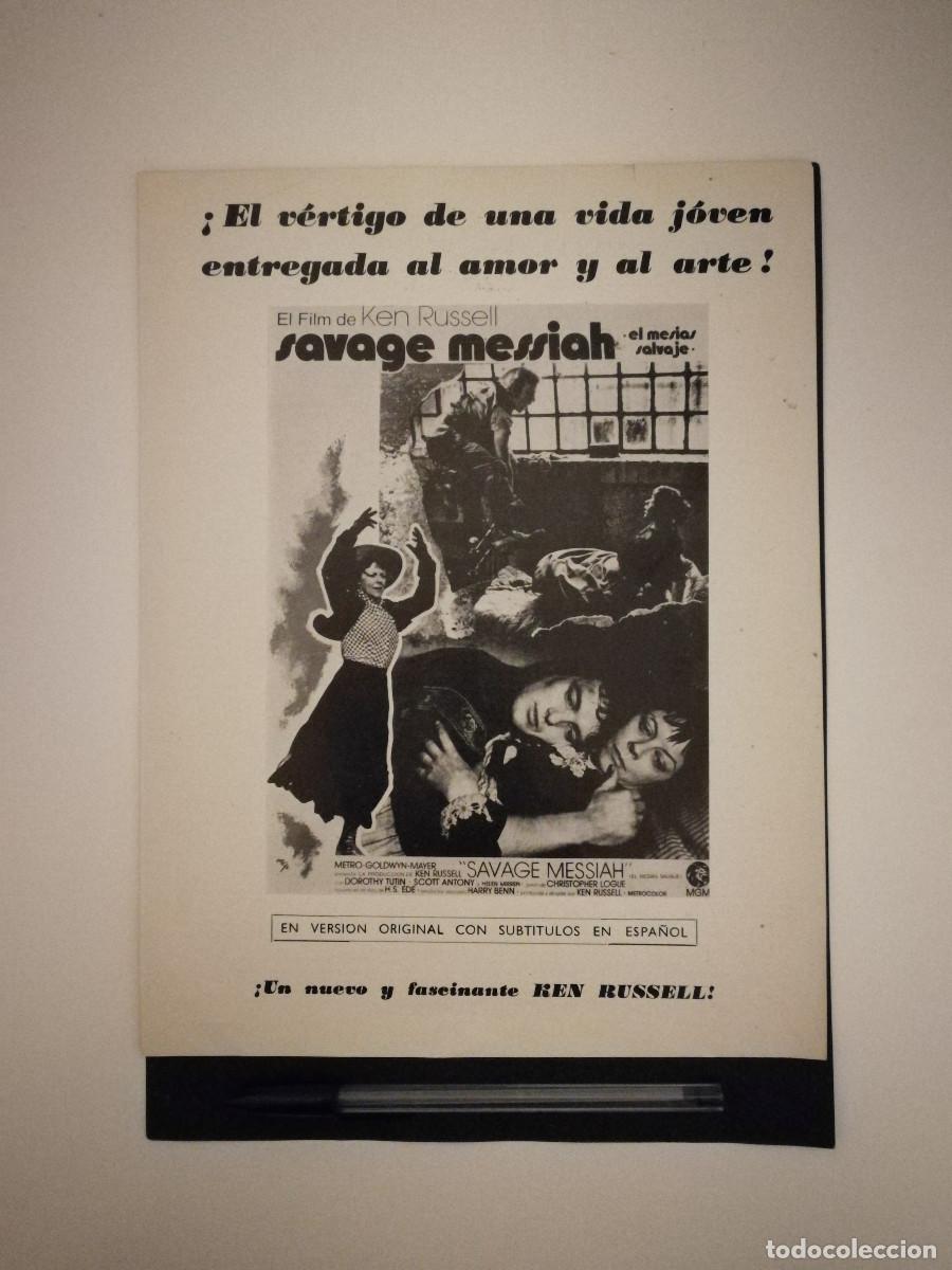 Cinema: ANTIGUO ANUNCIO ACARTONADO -20*25- El mes&iacute;as salvaje - KEN RUSSELL - Savage Messiah