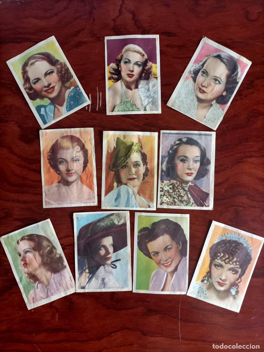 Cine: LOTE DE 10 CROMOS CINEFOTO, ACTORES, LANA TURNER, JOAN FONTAINE, MERLE OBERON, MIRNA LOY, Y M&Aacute;S.