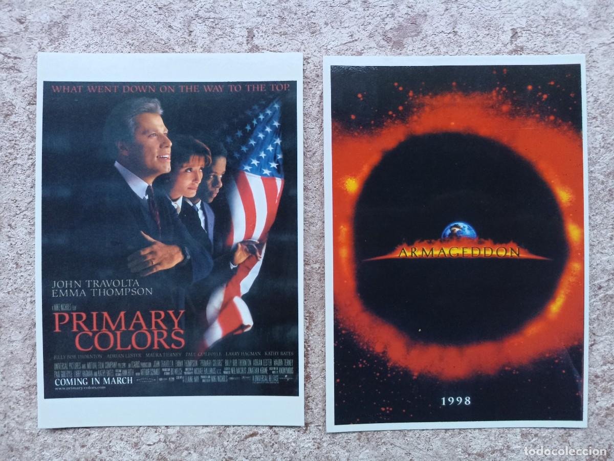 Cine: Lote 2 postales de cine, Primary colors, armageddon