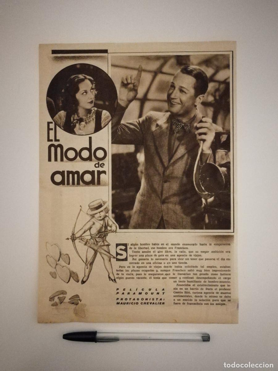 Cine: ANTIGUO ANUNCIO ENCARTONADO -A4- EL MODO DE AMAR - Ann Dvorak - Maurice Chevalier