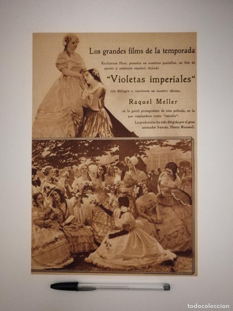 Cine: ANTIGUO ANUNCIO ENCARTONADO -A4- VIOLETAS IMPERIALES - RAQUEL MELLER - CINE ESPA&Ntilde;OL