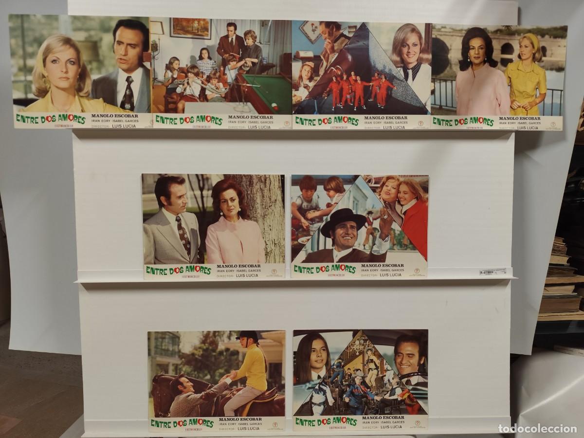 Cine: ENTRE DOS AMORES. MANOLO ESCOBAR, INMA DE SANTIS, ISABEL GARCES. 8 FOTOCROMOS