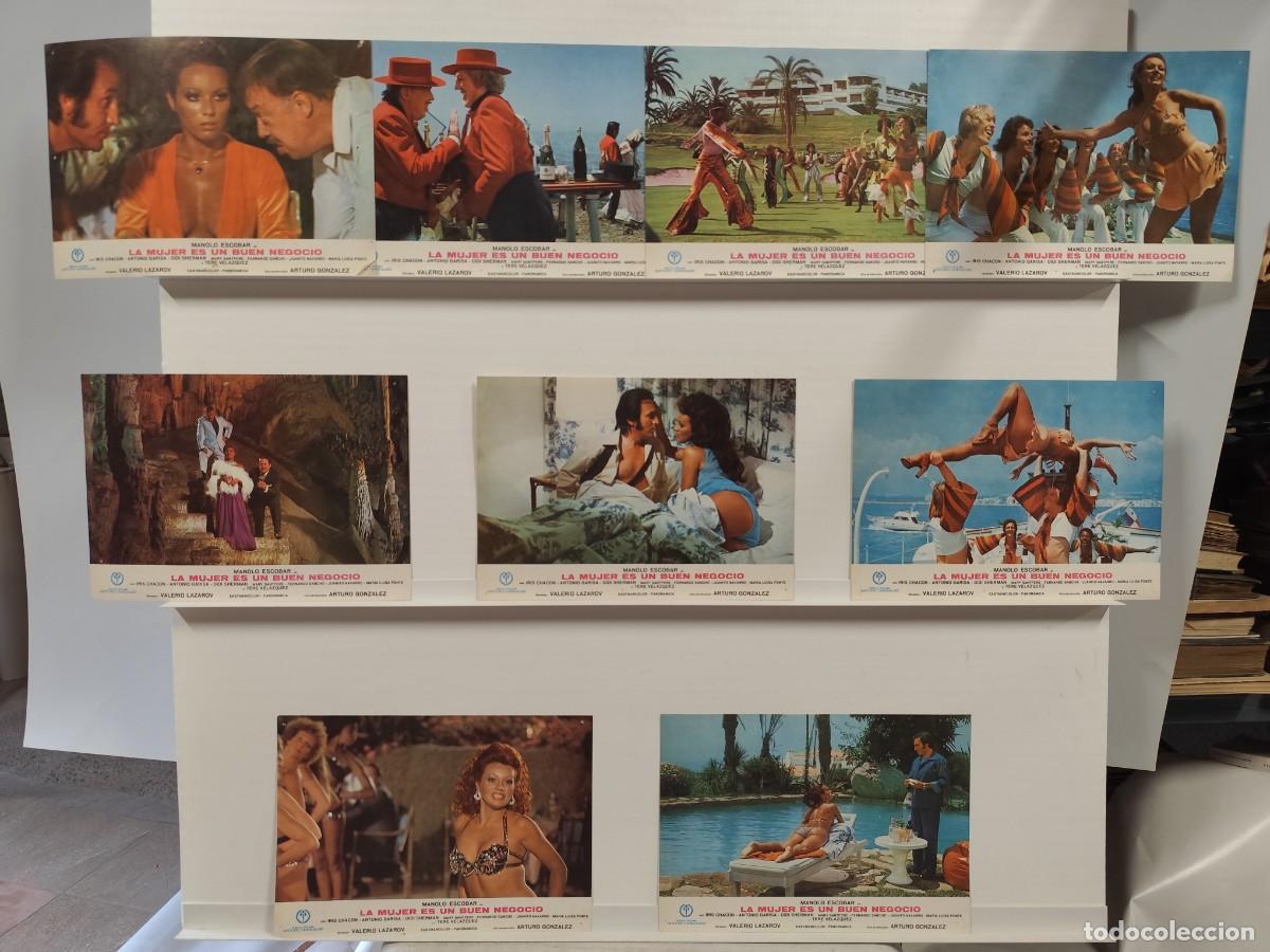 Cine: LA MUJER ES UN BUEN NEGOCIO. MANOLO ESCOBAR. 9 FOTOCROMOS ORIGINALES