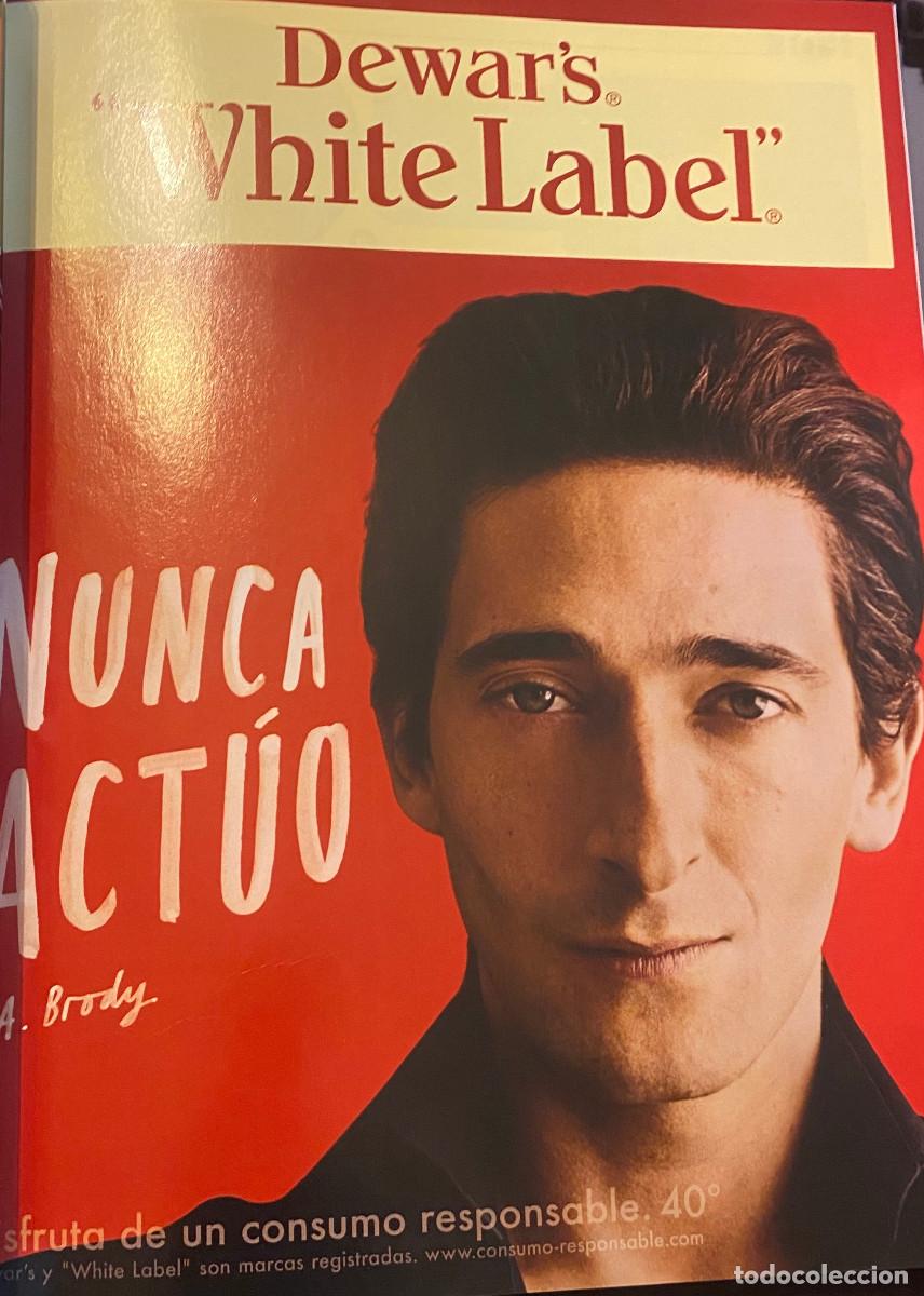 Cin&eacute;ma: Publicidad de Dewar's White Label, con actor Adrien Brody. 2009. P&aacute;gina de revista. Enmarcable Nueva