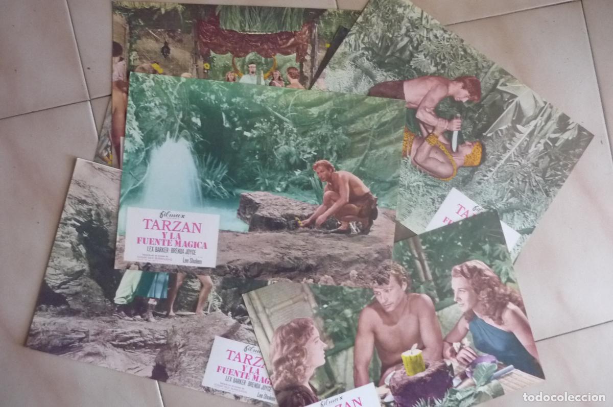 Cine: lote 9 fotocromos tarzan y la fuente magica -lex barker
