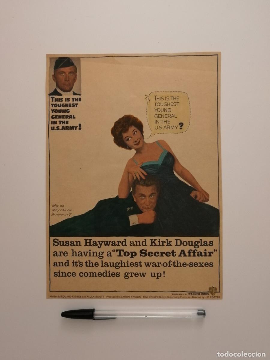 Cine: ANTIGUO ANUNCIO ENCARTONADO -20*25- Intriga femenina - Susan Hayward - KIRK DOUGLAS