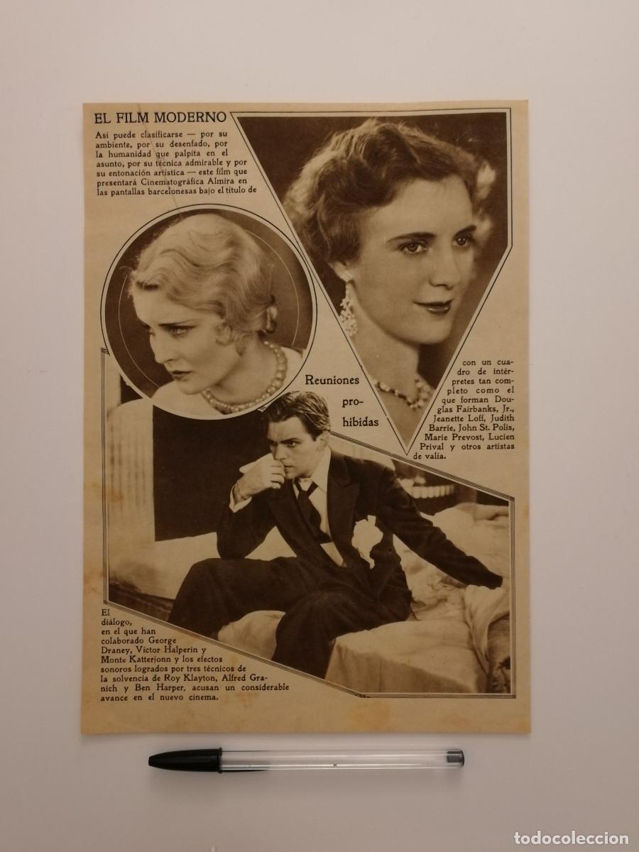 Kino: ANTIGUO ANUNCIO ENCARTONADO -A4- REUNIONES PROHIBIDAS - JEANETTE LOFF - DOUGLAS FAIRBANKS JR