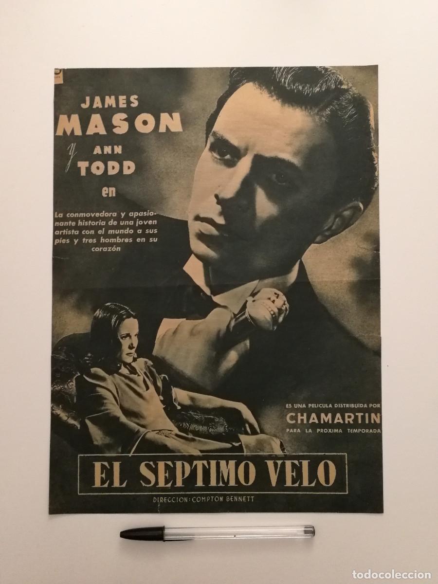 Cin&eacute;ma: ANTIGUO ANUNCIO ENCARTONADO - EL SEPTIMO VELO - JAMES MASON - ANN TODD