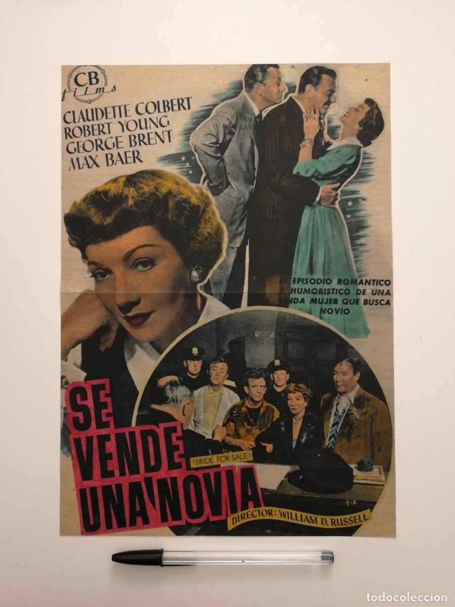 Cin&eacute;ma: ANTIGUO ANUNCIO ENCARTONADO - SE VENDE UNA NOVIA - Claudette Colbert - ROBERT YOUNG