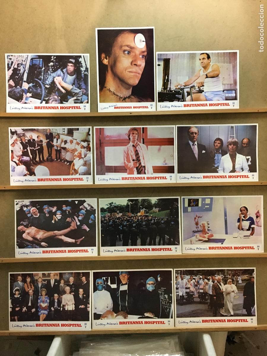 Cine: AEF00 BRITANNIA HOSPITAL MALCOLM MACDOWELL SET COMPLETO 12 FOTOCROMOS ORIGINAL ESTRENO