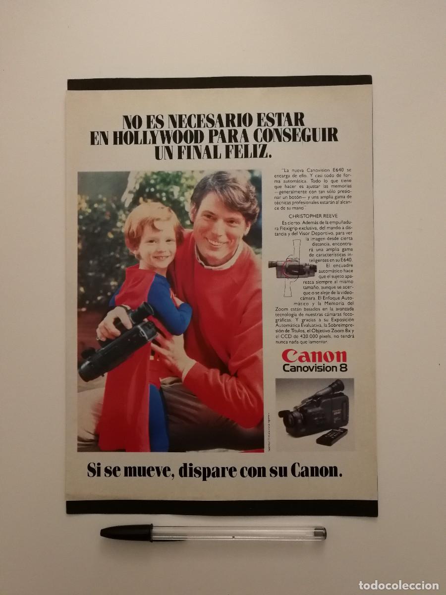 Cinema: ANTIGUO ANUNCIO ENCARTONADO - A4- CHRISTOPHER REEVES - SUPERMAN - CANON CANOVISION 8