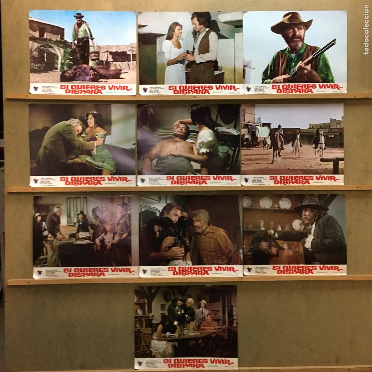 Cine: AEF79 SI QUIERES VIVIR DISPARA JAMES PHILBROOK SPAGHETTI SET COMPLETO 10 FOTOCROMOS ORIG ESTRENO