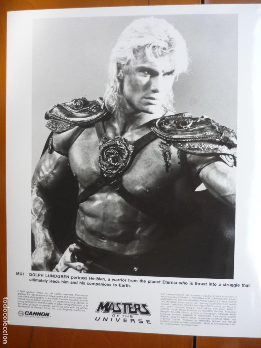 Kino: masters del universo - foto b/n original - dolph lundren he-man